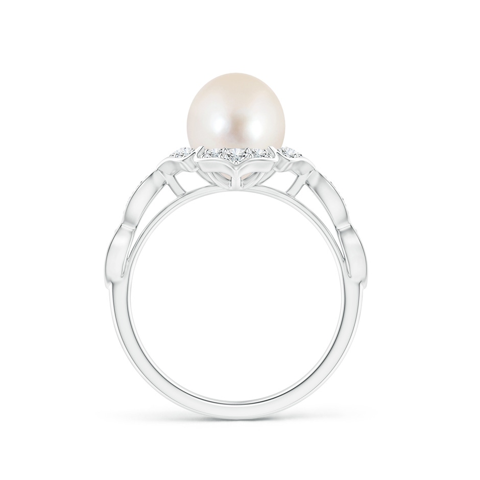 8mm AAAA Floral Vintage Inspired Freshwater Pearl Ring in White Gold side 199