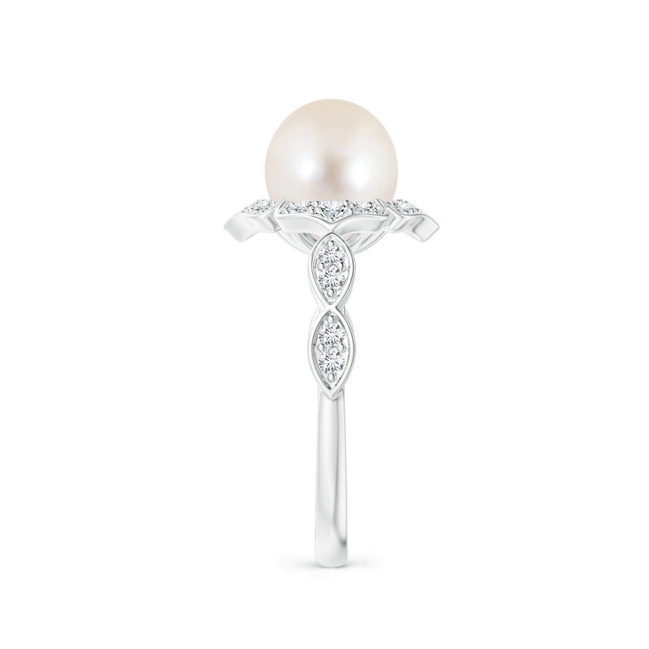 8mm AAAA Floral Vintage Inspired Freshwater Pearl Ring in White Gold side 299