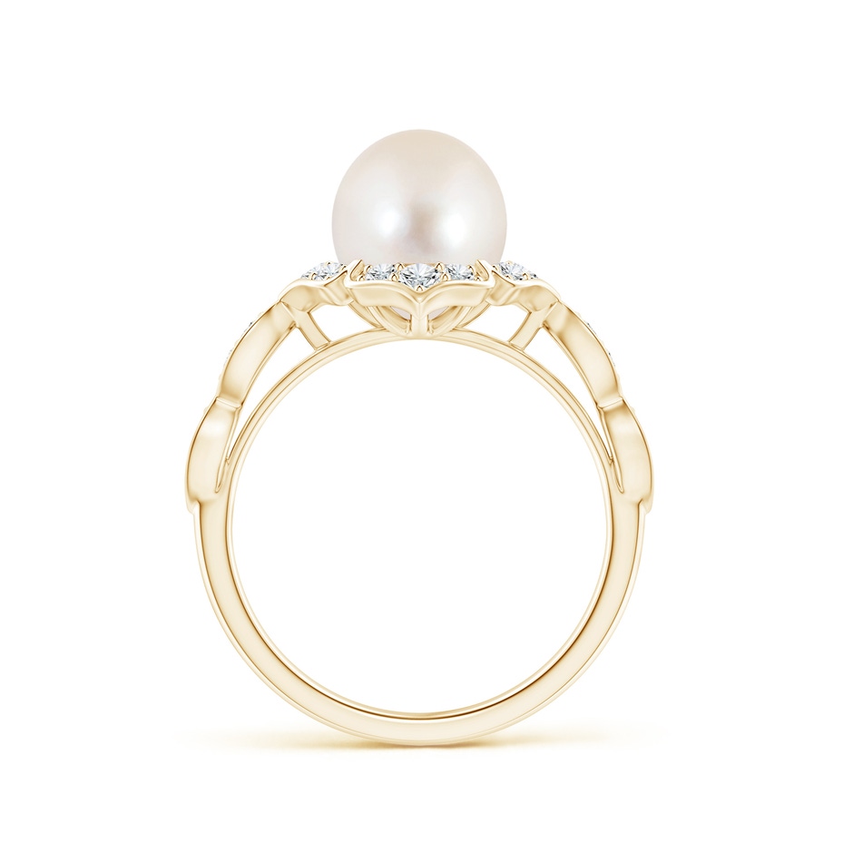 8mm AAAA Floral Vintage Inspired Freshwater Pearl Ring in Yellow Gold side 199