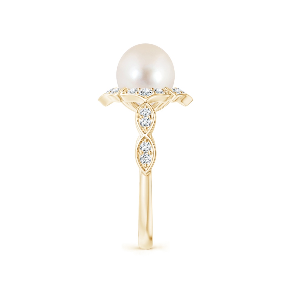8mm AAAA Floral Vintage Inspired Freshwater Pearl Ring in Yellow Gold side 299