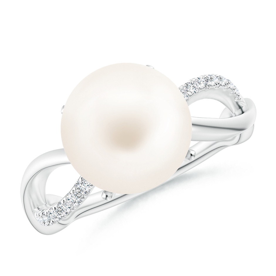 10mm AA Freshwater Pearl Infinity Ring in White Gold 