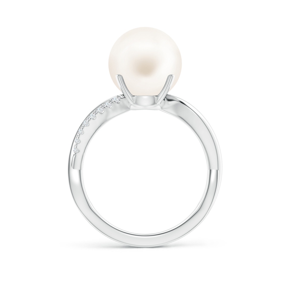 10mm AA Freshwater Pearl Infinity Ring in White Gold side 1
