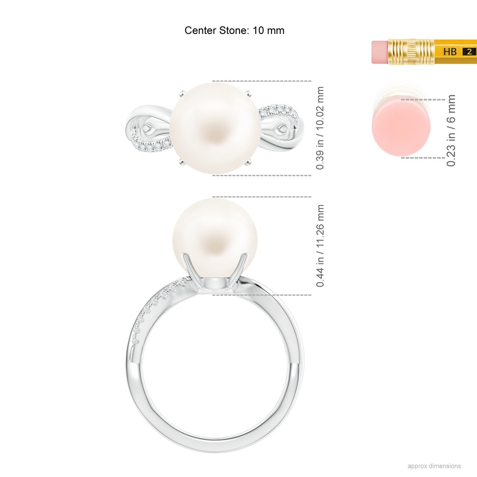 10mm AA Freshwater Pearl Infinity Ring in White Gold ruler