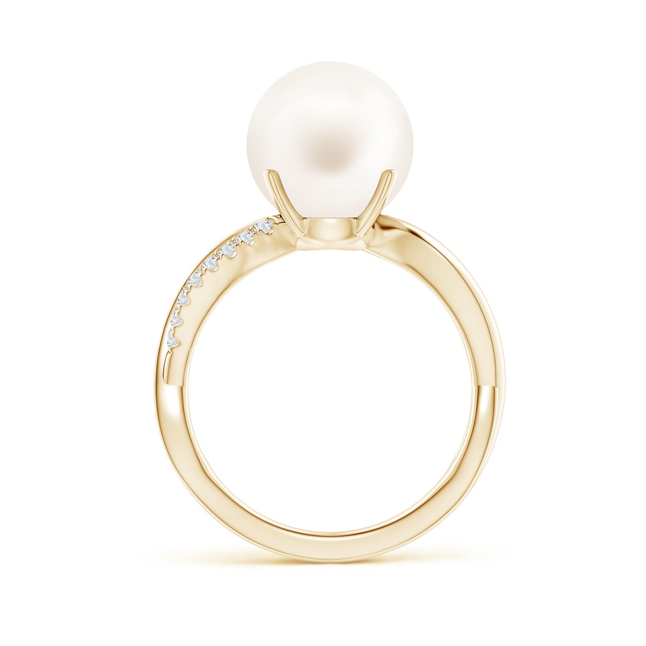 10mm AA Freshwater Pearl Infinity Ring in Yellow Gold side 1