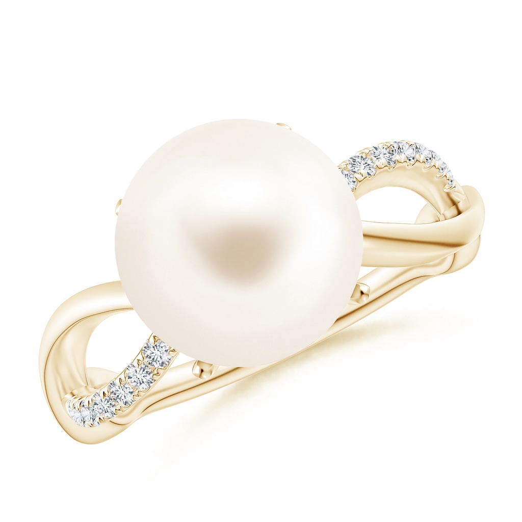 10mm AAA Freshwater Pearl Infinity Ring in Yellow Gold