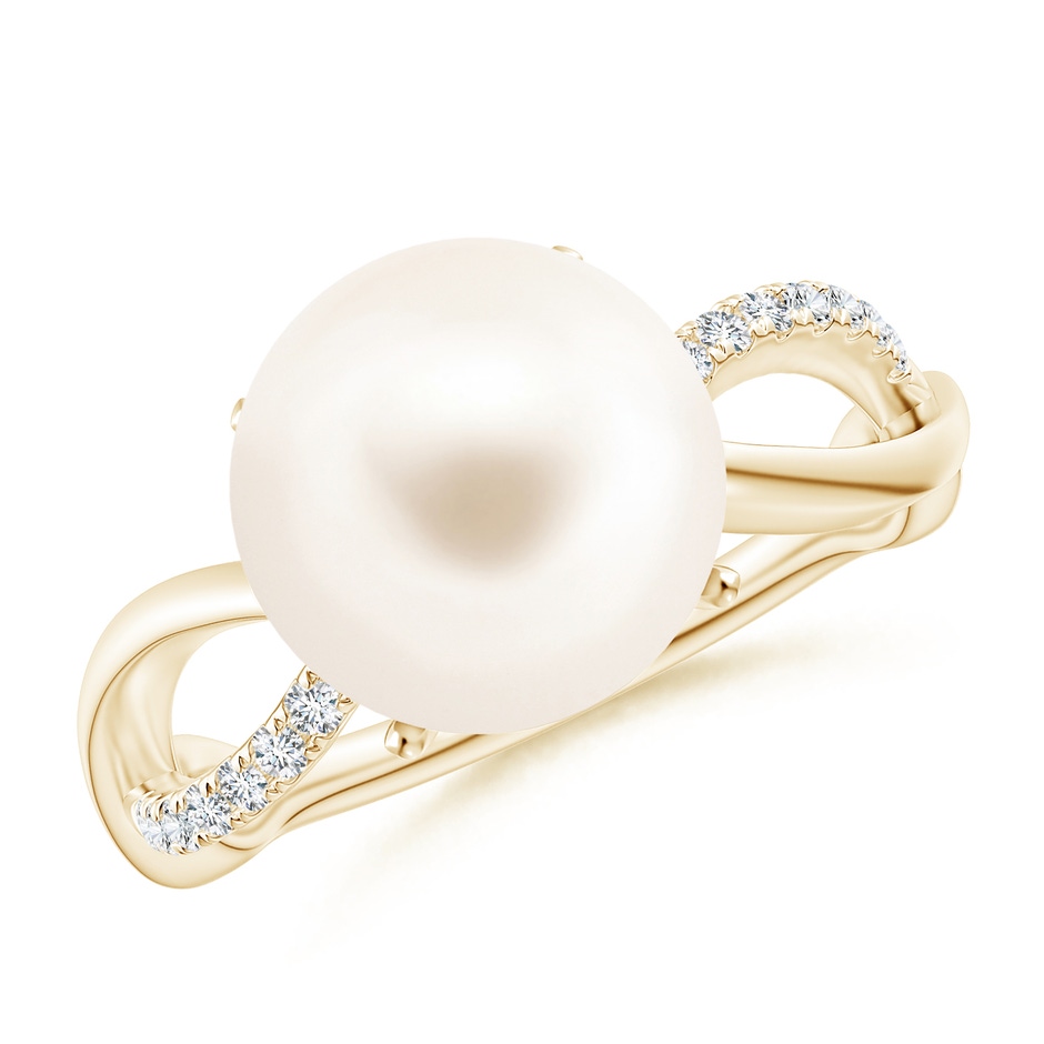 10mm AAA Freshwater Pearl Infinity Ring in Yellow Gold 