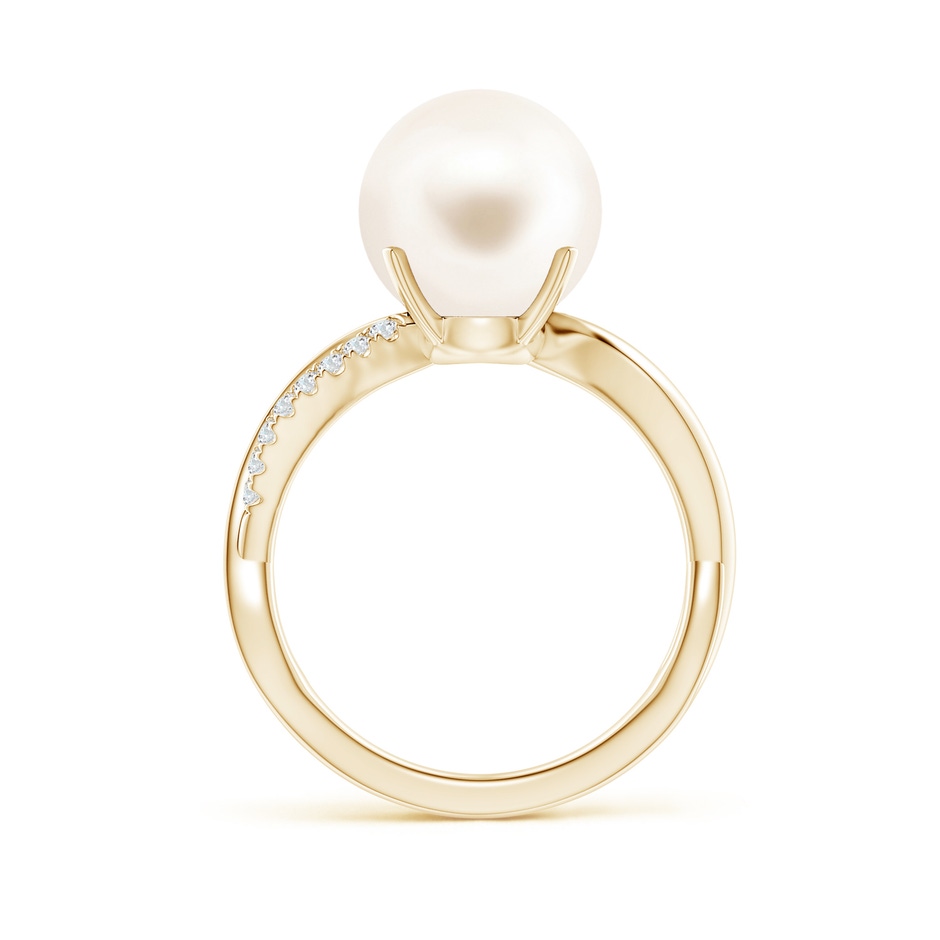 10mm AAA Freshwater Pearl Infinity Ring in Yellow Gold side 1