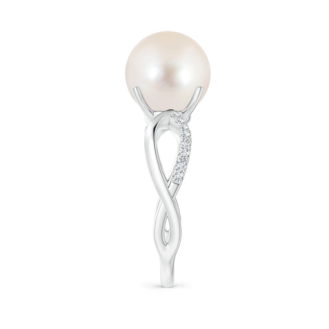 10mm AAAA Freshwater Pearl Infinity Ring in White Gold - side 5