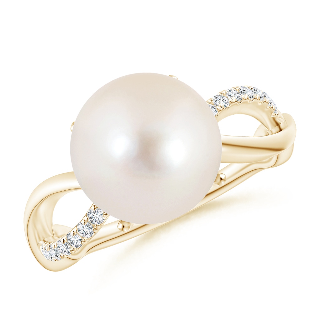 10mm AAAA Freshwater Pearl Infinity Ring in Yellow Gold