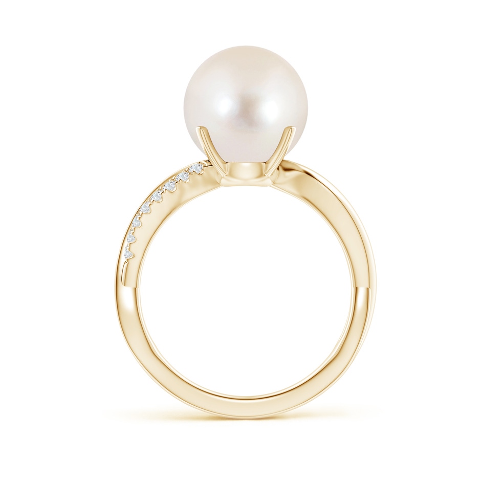 10mm AAAA Freshwater Pearl Infinity Ring in Yellow Gold side 1