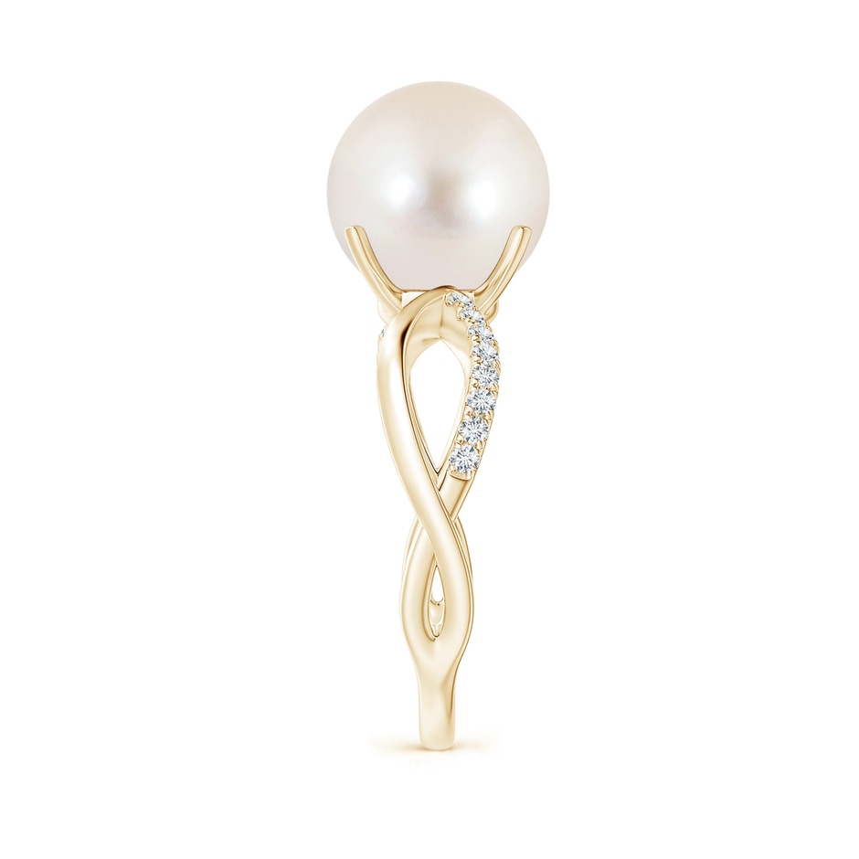 10mm AAAA Freshwater Pearl Infinity Ring in Yellow Gold side 2