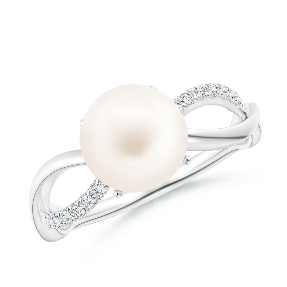 8mm AA Freshwater Pearl Infinity Ring in White Gold 