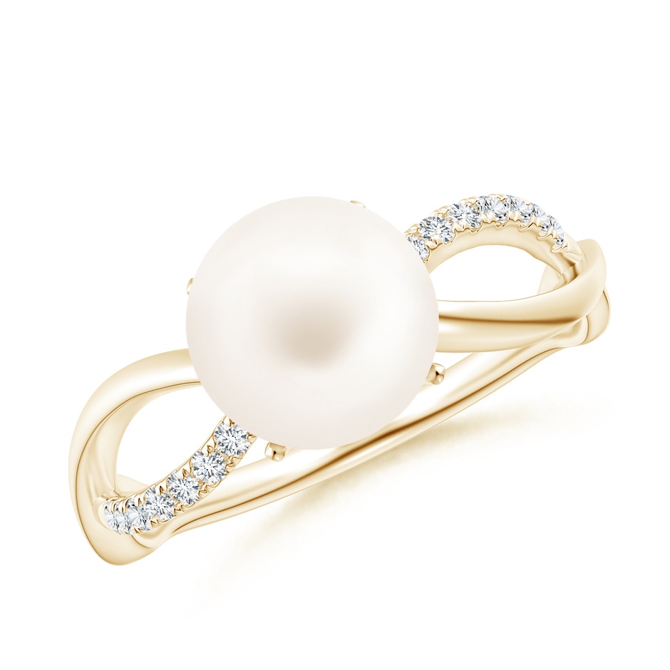 8mm AA Freshwater Pearl Infinity Ring in Yellow Gold 