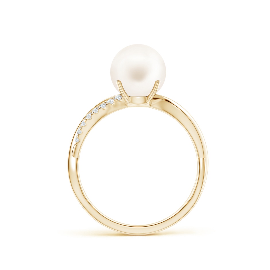 8mm AA Freshwater Pearl Infinity Ring in Yellow Gold side 1