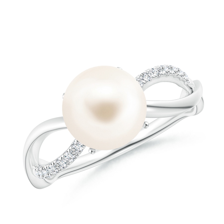 8mm AAA Freshwater Pearl Infinity Ring in White Gold 