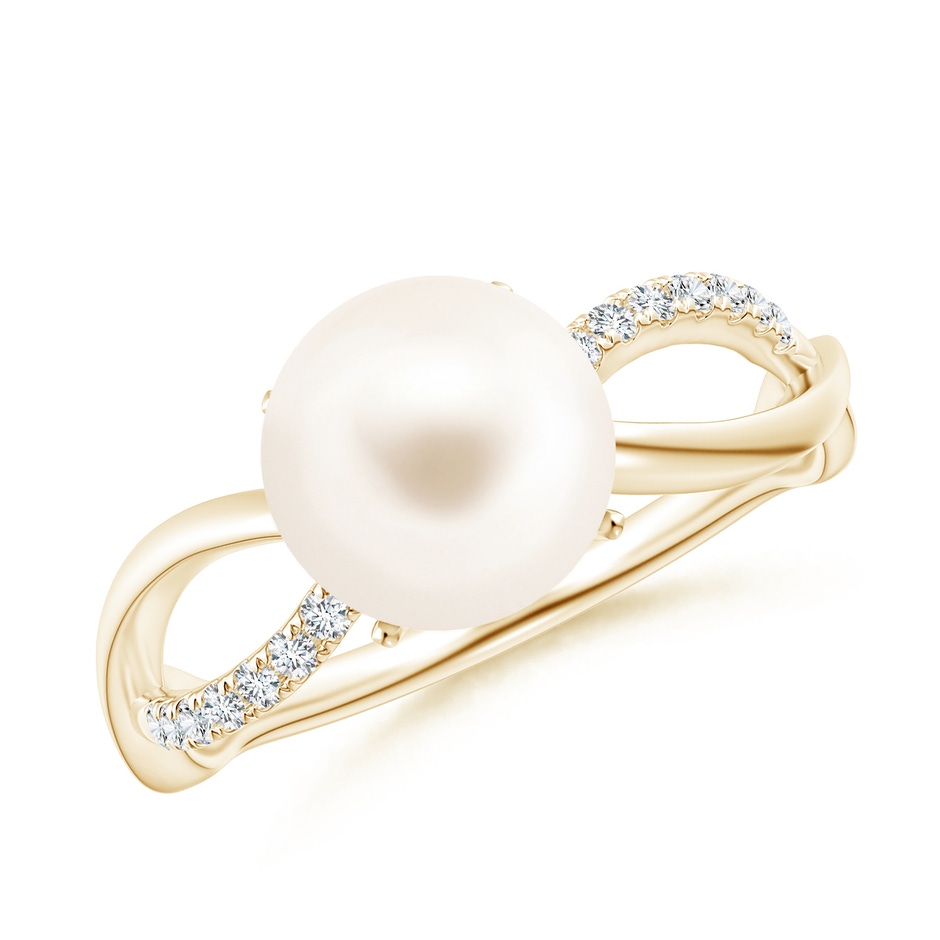 8mm AAA Freshwater Pearl Infinity Ring in Yellow Gold 