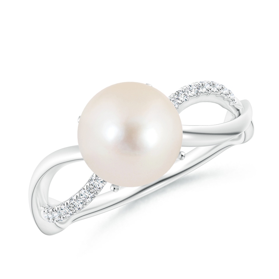 8mm AAAA Freshwater Pearl Infinity Ring in White Gold 