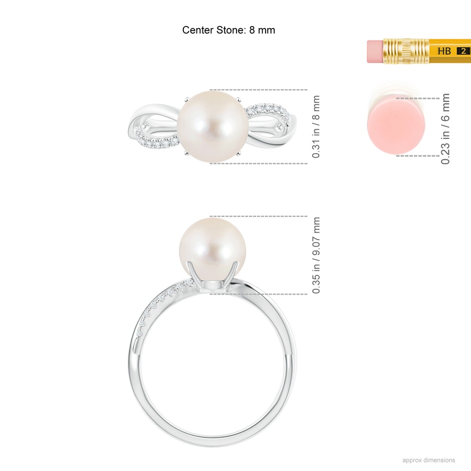 8mm AAAA Freshwater Pearl Infinity Ring in White Gold ruler