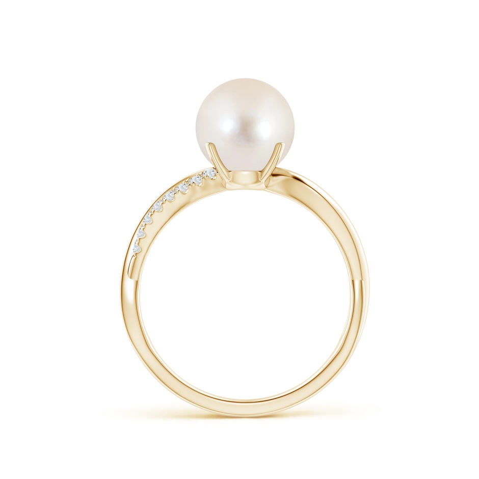 8mm AAAA Freshwater Pearl Infinity Ring in Yellow Gold side 1