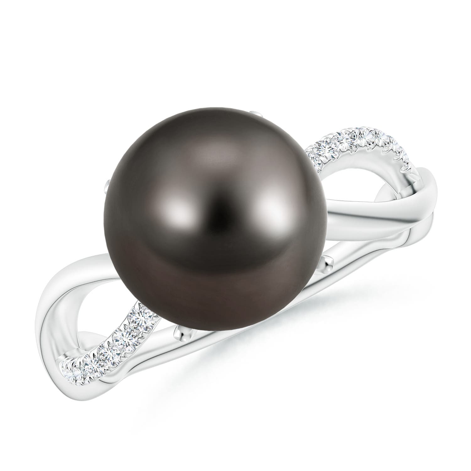 10mm AAA Tahitian Pearl Infinity Ring in White Gold