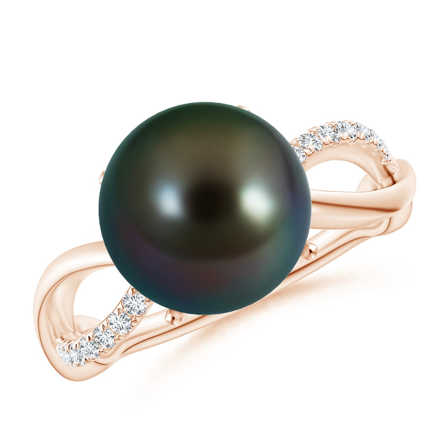10mm AAAA Tahitian Pearl Infinity Ring in Rose Gold