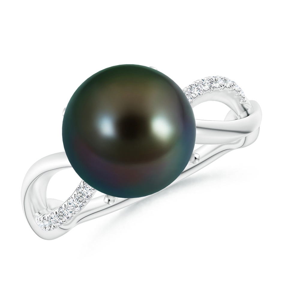 10mm AAAA Tahitian Pearl Infinity Ring in White Gold 