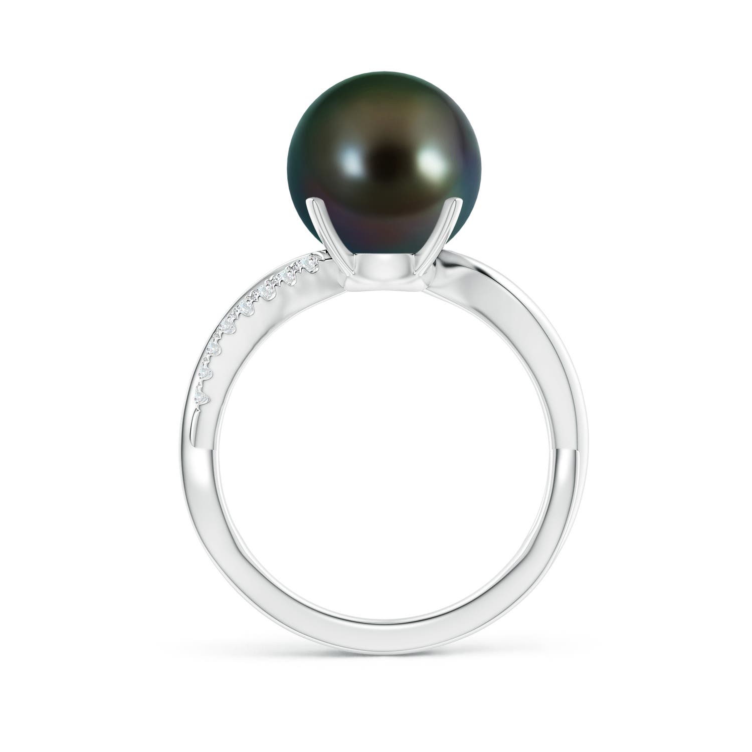 10mm AAAA Tahitian Pearl Infinity Ring in White Gold