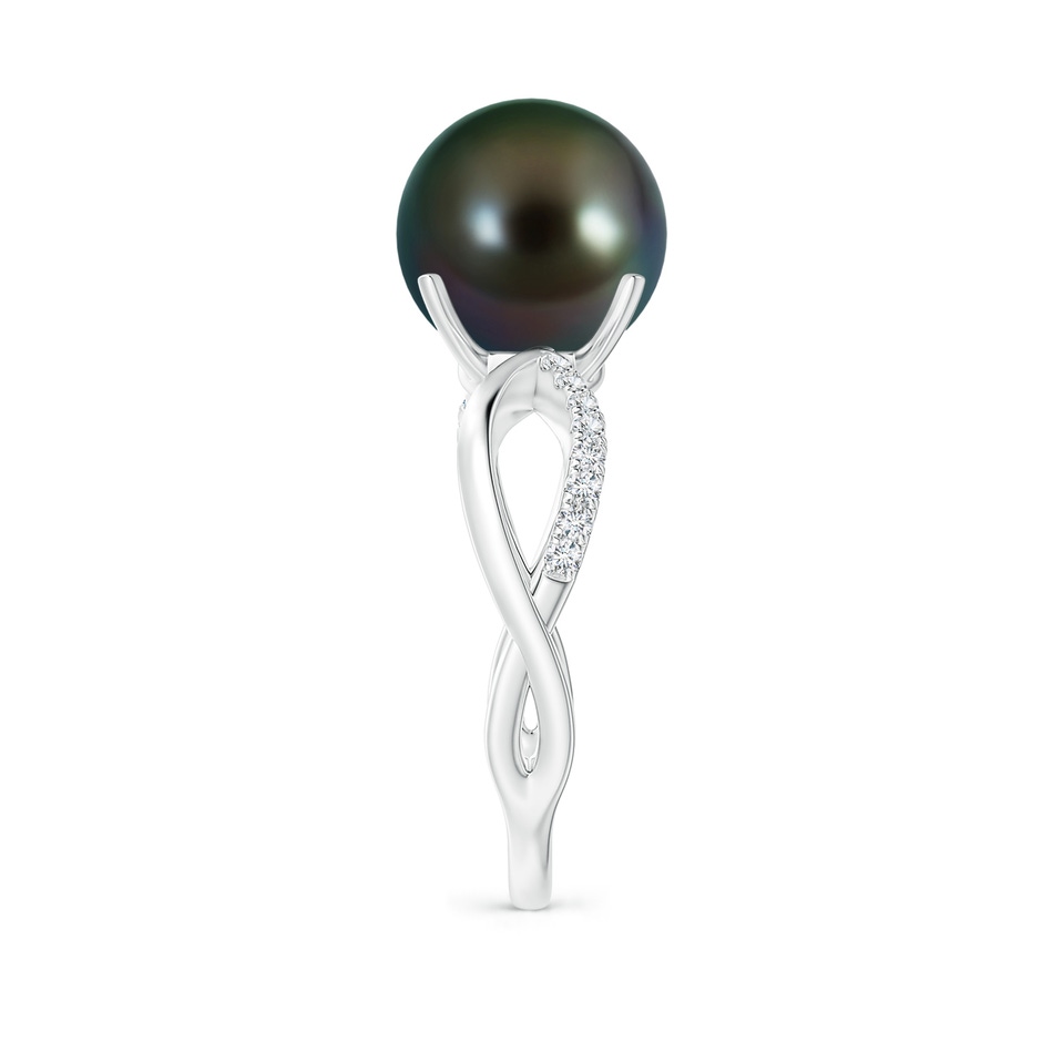 10mm AAAA Tahitian Pearl Infinity Ring in White Gold side 2