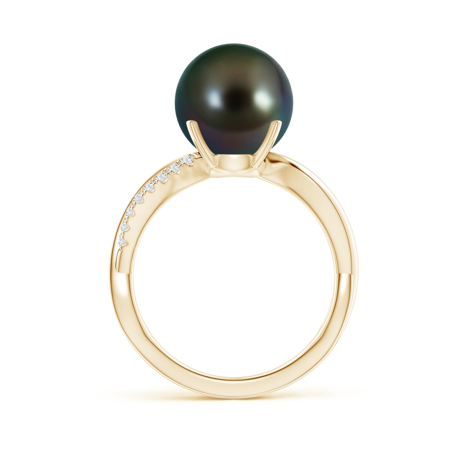 10mm AAAA Tahitian Pearl Infinity Ring in Yellow Gold side 1