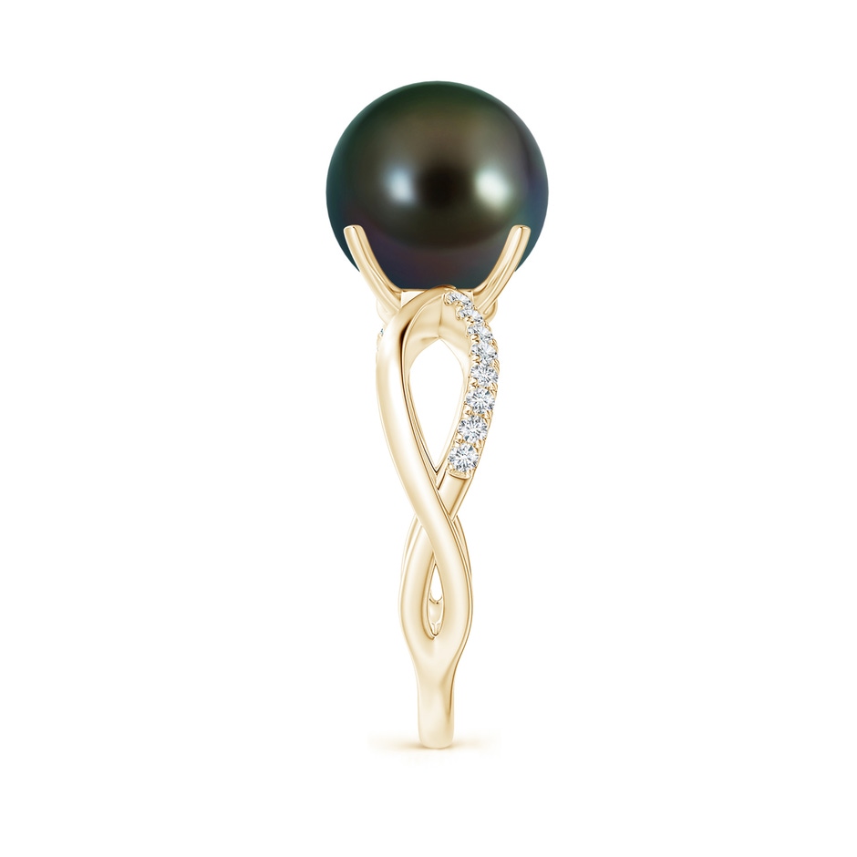 10mm AAAA Tahitian Pearl Infinity Ring in Yellow Gold side 2