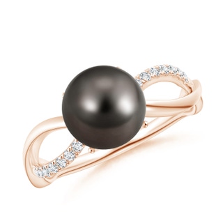 8mm AAA Tahitian Pearl Infinity Ring in Rose Gold