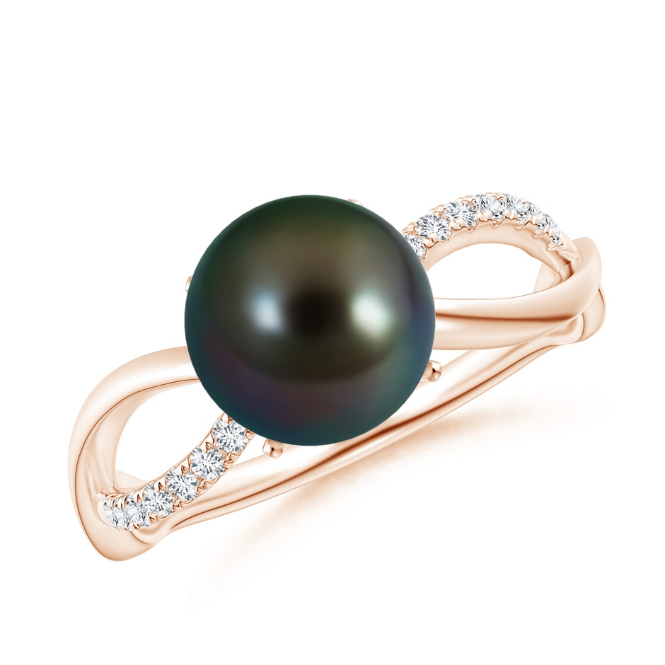 8mm AAAA Tahitian Pearl Infinity Ring in Rose Gold 