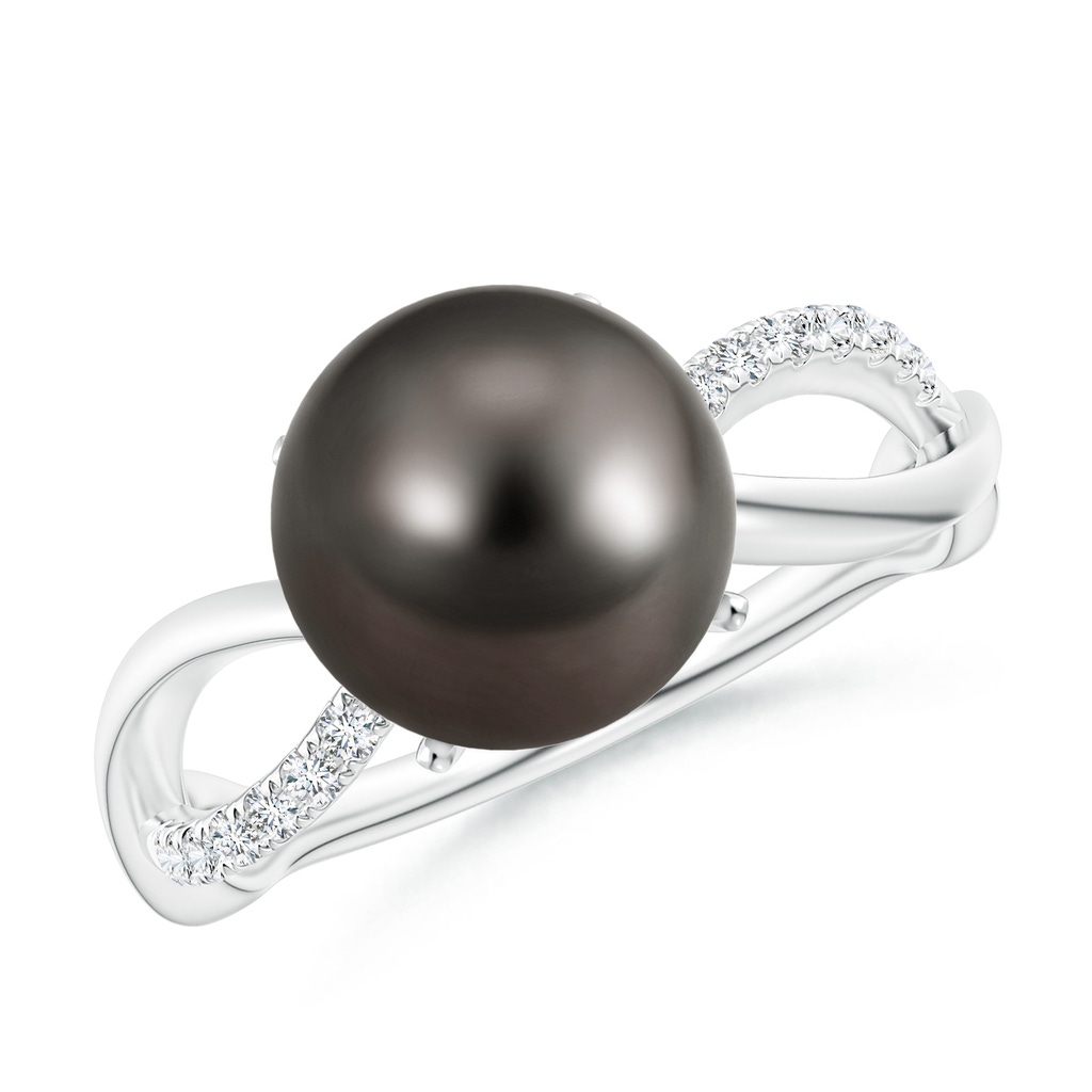 9mm AAA Tahitian Pearl Infinity Ring in White Gold