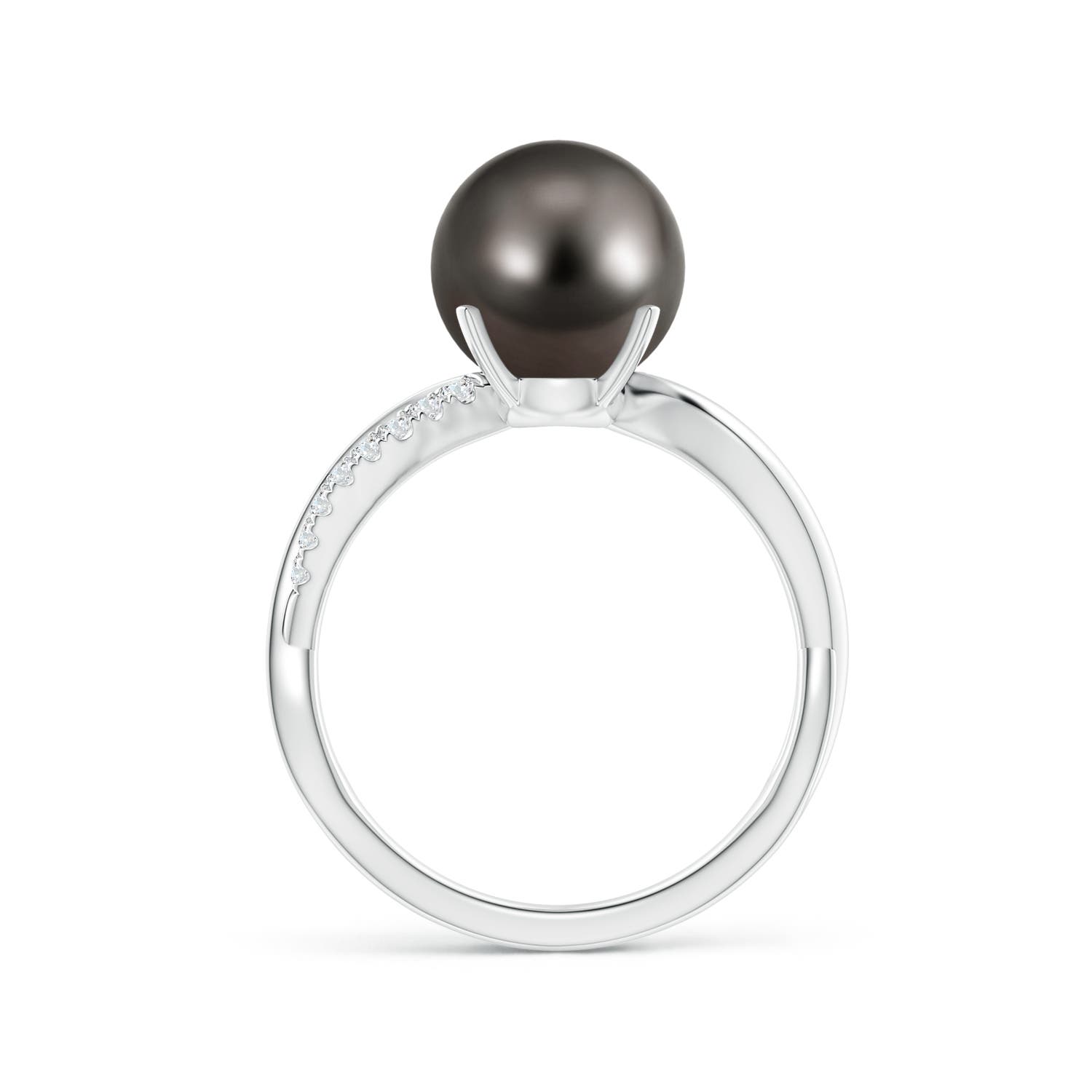 9mm AAA Tahitian Pearl Infinity Ring in White Gold - side 1