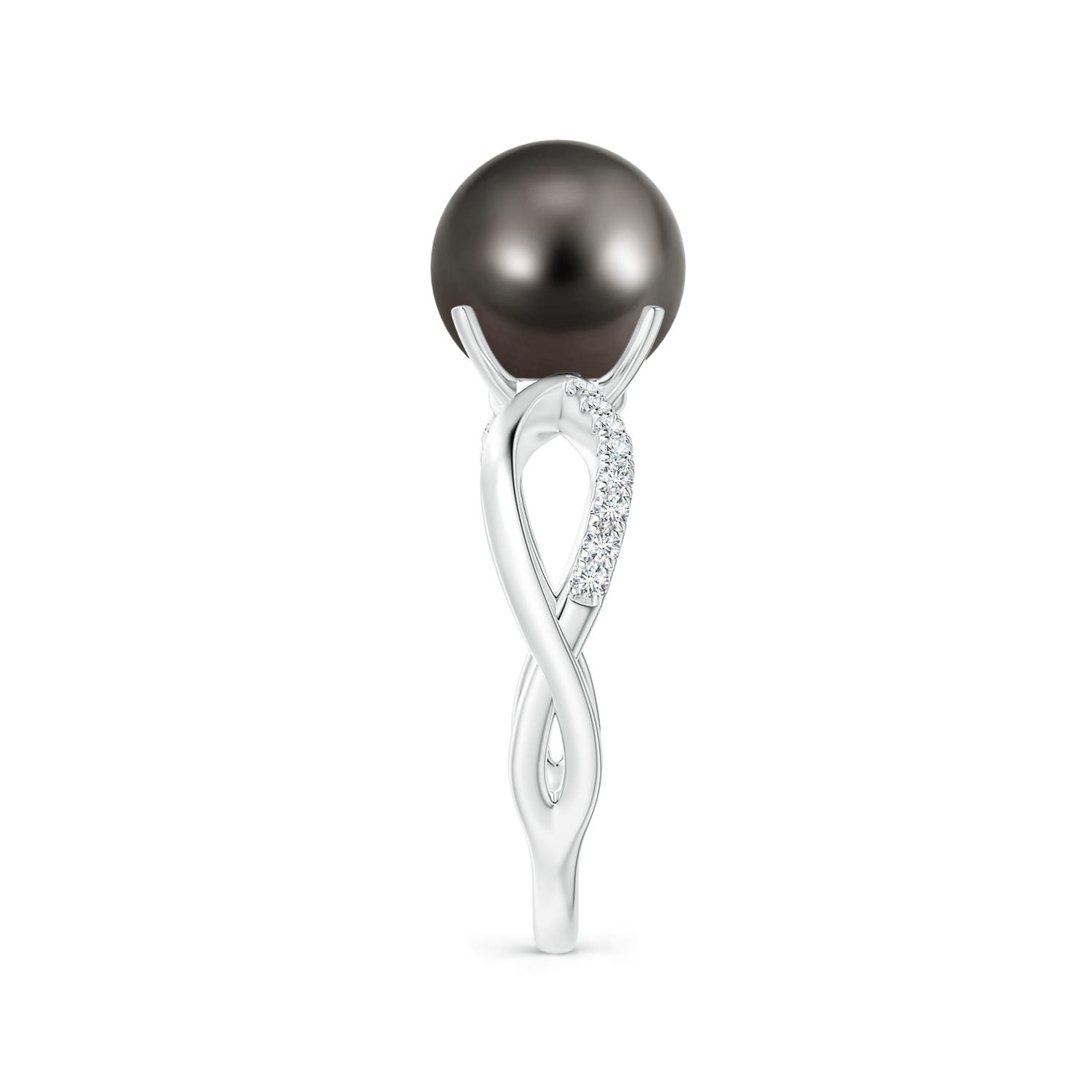 9mm AAA Tahitian Pearl Infinity Ring in White Gold - side 2