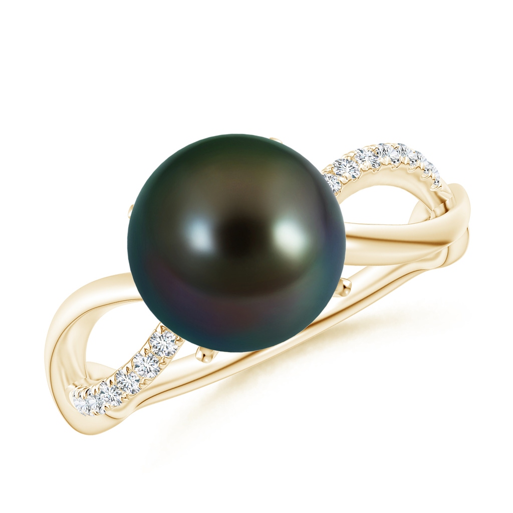 9mm AAAA Tahitian Pearl Infinity Ring in Yellow Gold