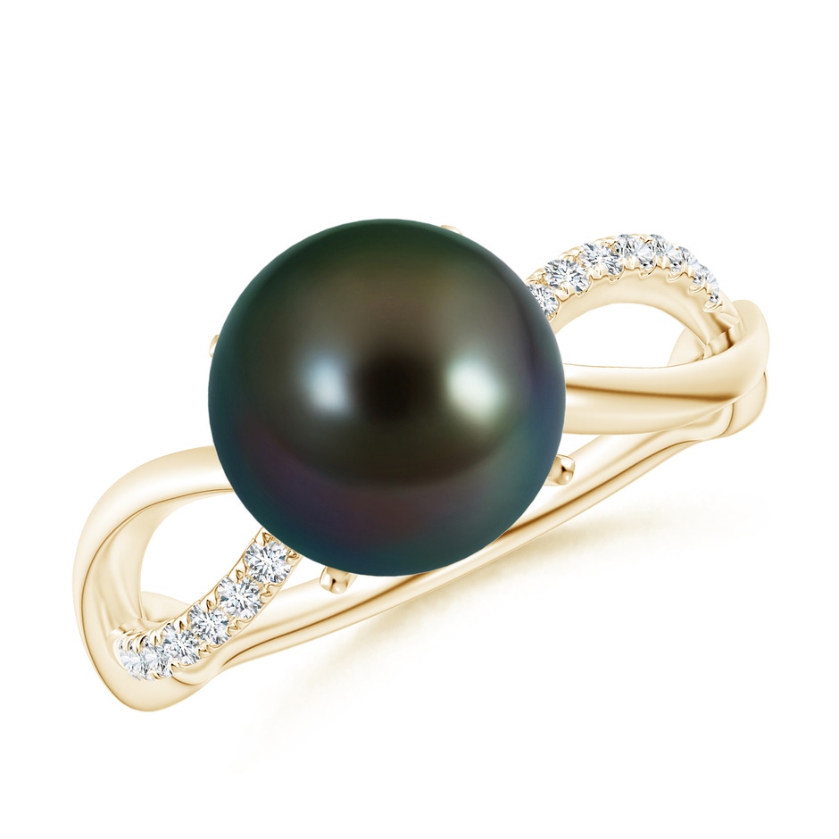 9mm AAAA Tahitian Pearl Infinity Ring in Yellow Gold 