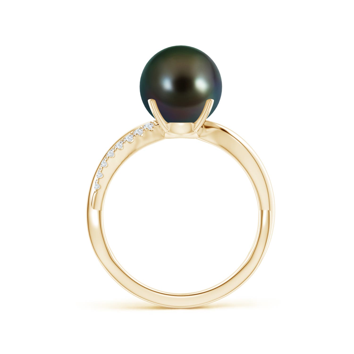 9mm AAAA Tahitian Pearl Infinity Ring in Yellow Gold - side 1