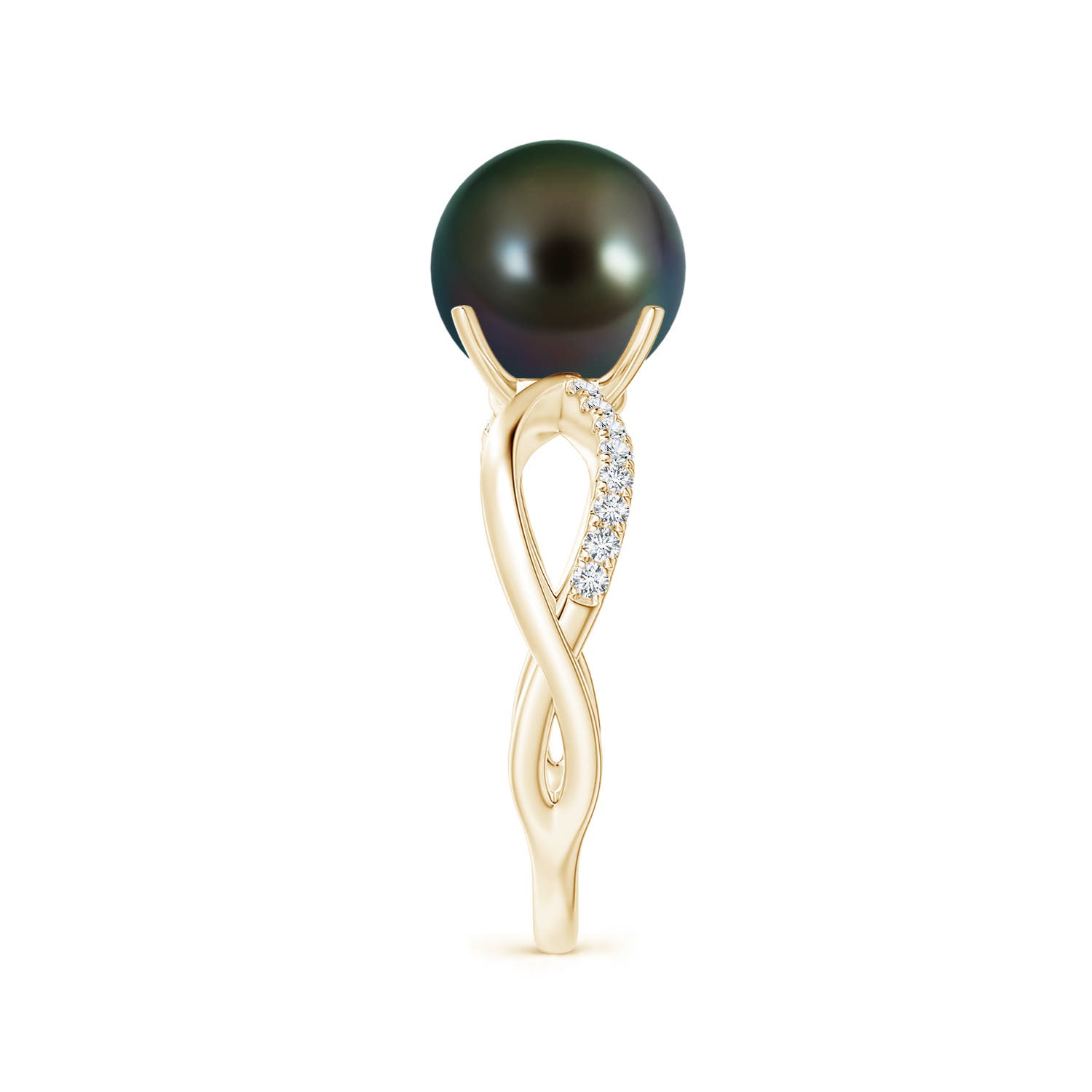 9mm AAAA Tahitian Pearl Infinity Ring in Yellow Gold - side 2