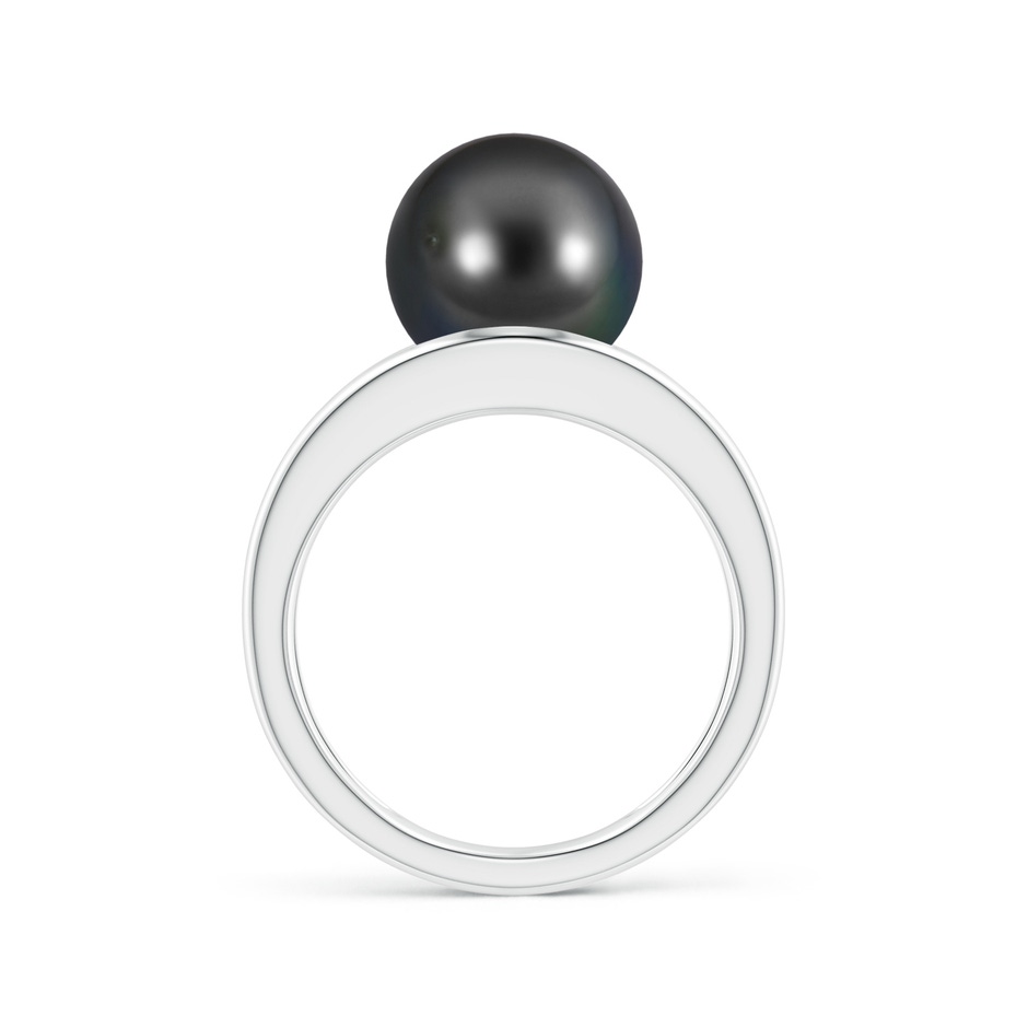 10mm AA Solitaire Tahitian Pearl Double Shank Ring in White Gold side 1