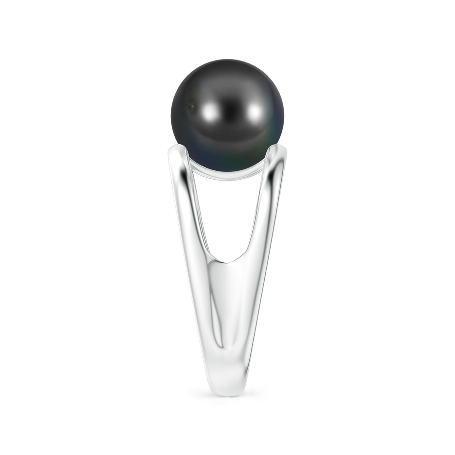 10mm AA Solitaire Tahitian Pearl Double Shank Ring in White Gold side 2