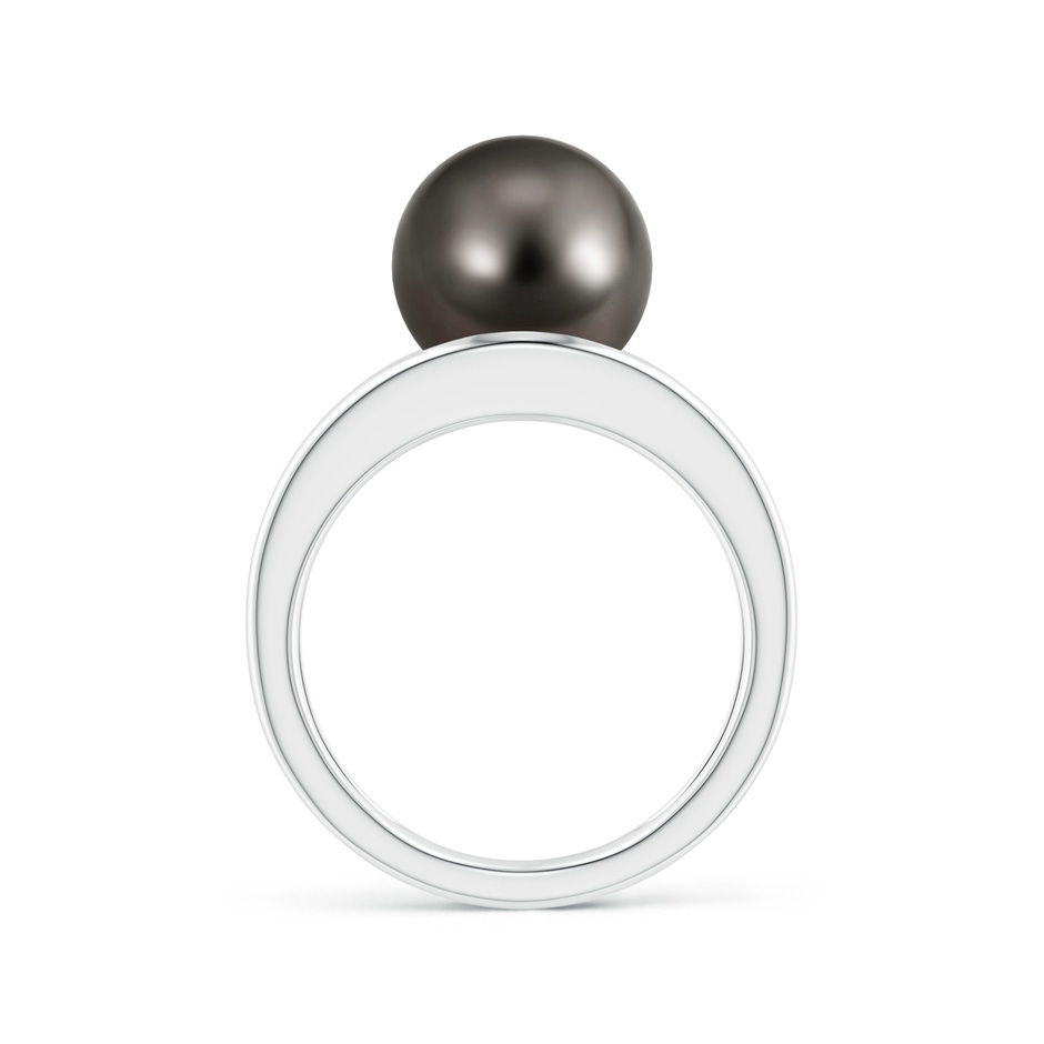 10mm AAA Solitaire Tahitian Pearl Double Shank Ring in White Gold side 1