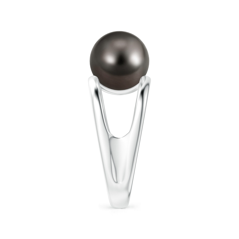 10mm AAA Solitaire Tahitian Pearl Double Shank Ring in White Gold side 2