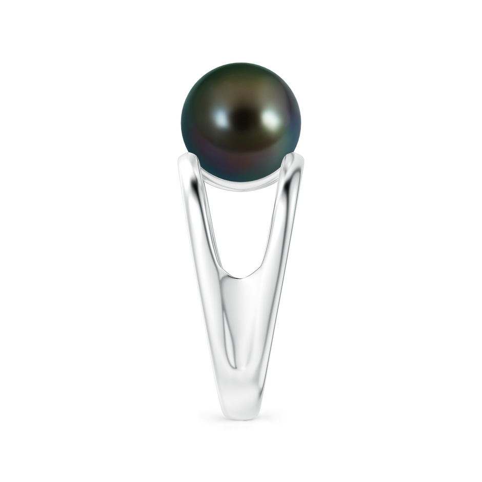 10mm AAAA Solitaire Tahitian Pearl Double Shank Ring in White Gold side 2