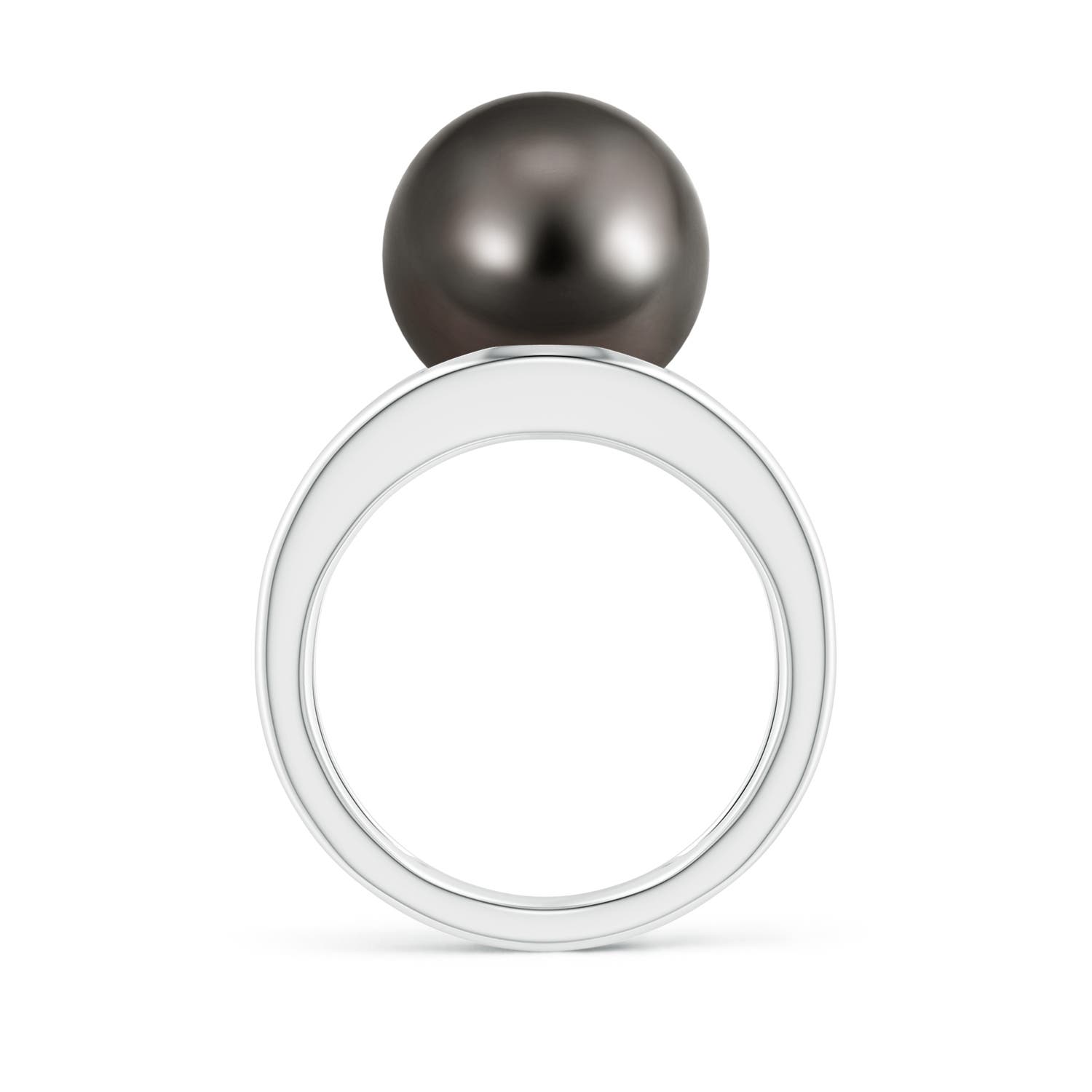 12mm AAA Solitaire Tahitian Pearl Double Shank Ring in White Gold