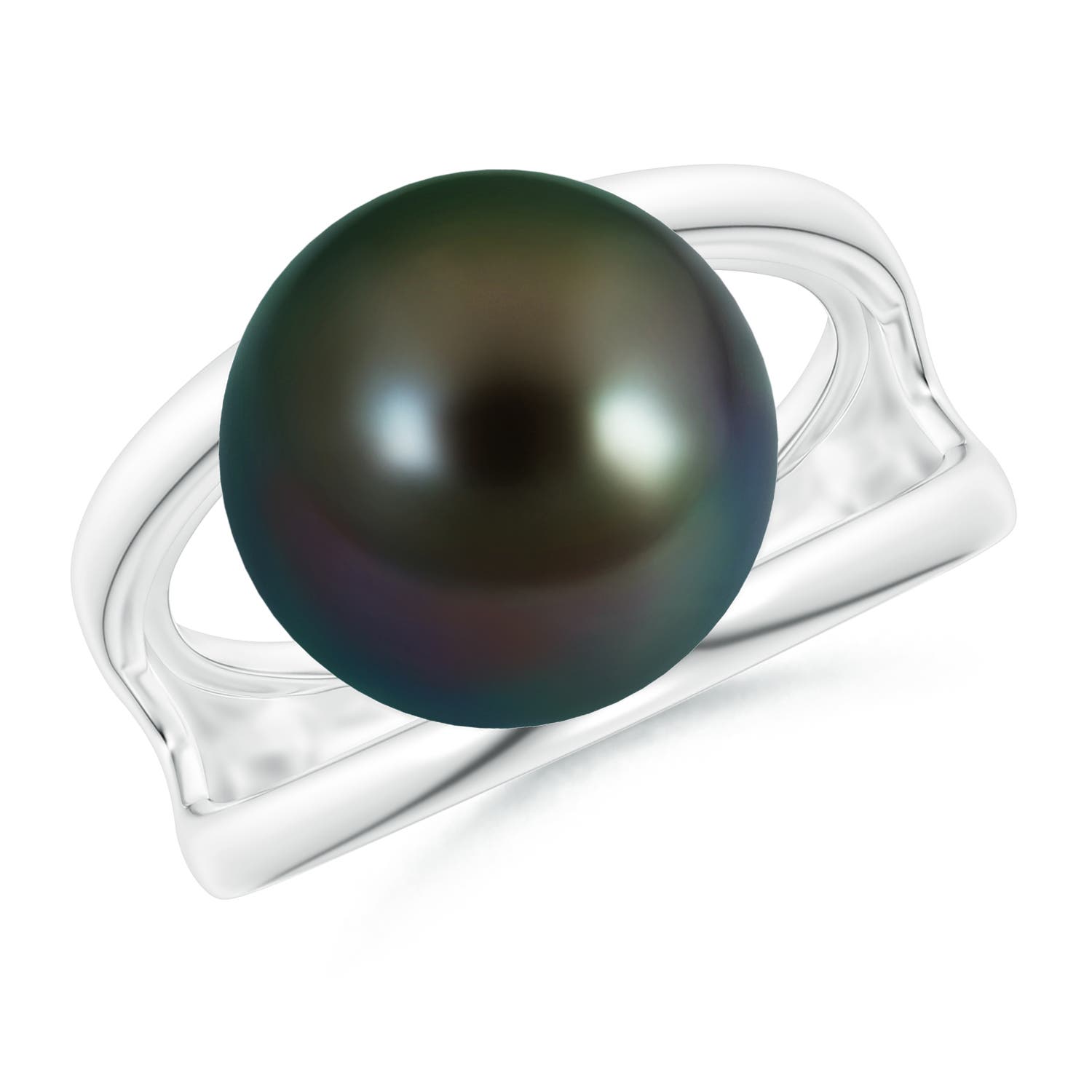 12mm AAAA Solitaire Tahitian Pearl Double Shank Ring in P950 Platinum