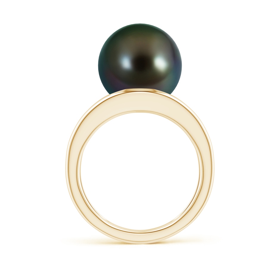 12mm AAAA Solitaire Tahitian Pearl Double Shank Ring in Yellow Gold side 1