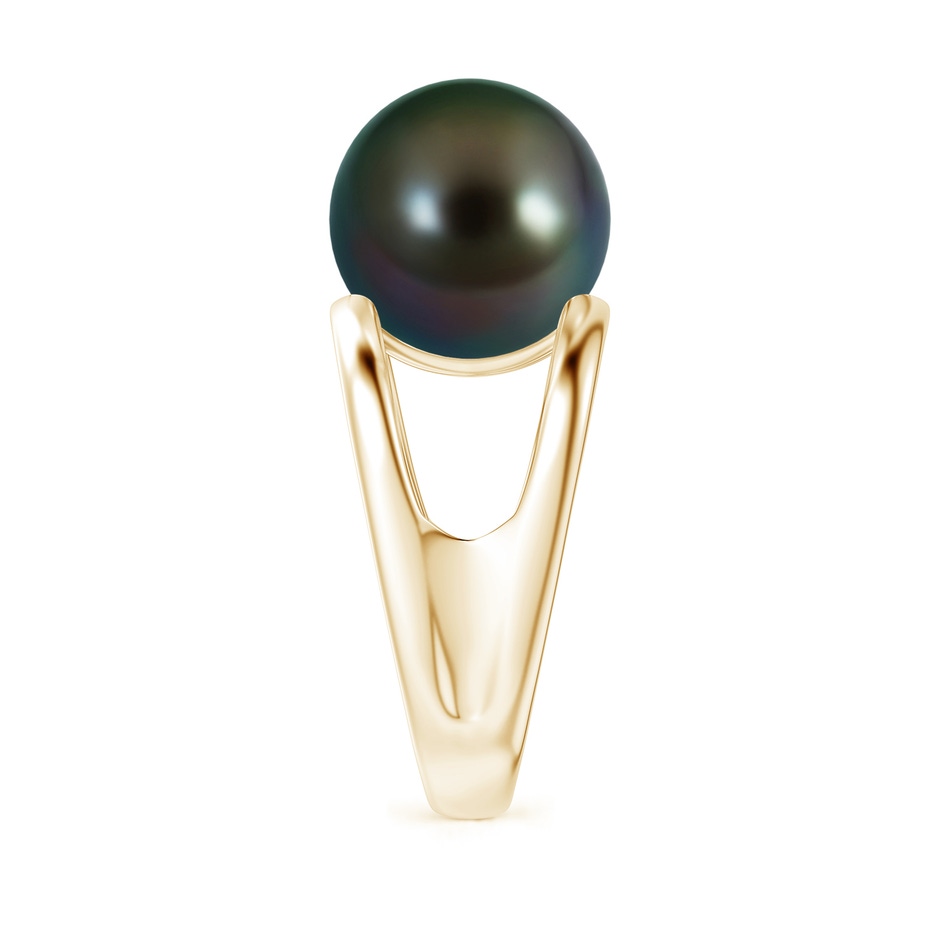 12mm AAAA Solitaire Tahitian Pearl Double Shank Ring in Yellow Gold side 2