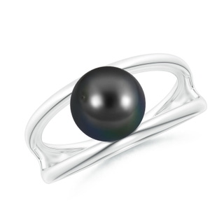 8mm AA Solitaire Tahitian Pearl Double Shank Ring in P950 Platinum