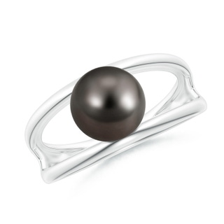 8mm AAA Solitaire Tahitian Pearl Double Shank Ring in P950 Platinum